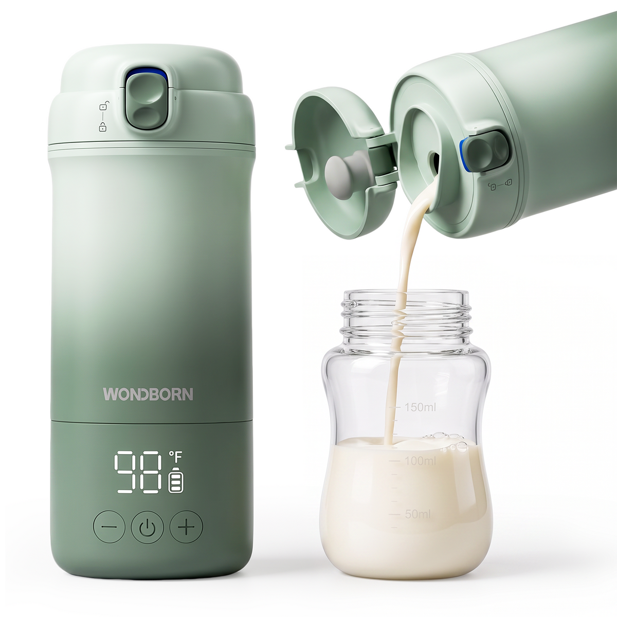 WONDBORN Portable Bottle Warmer Elite, 2.6X Faster, 1°F Control, Easy Clean