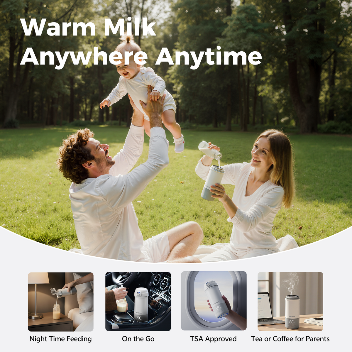 WONDBORN Portable Bottle Warmer Ultra for Travel(Quick Charger Included)