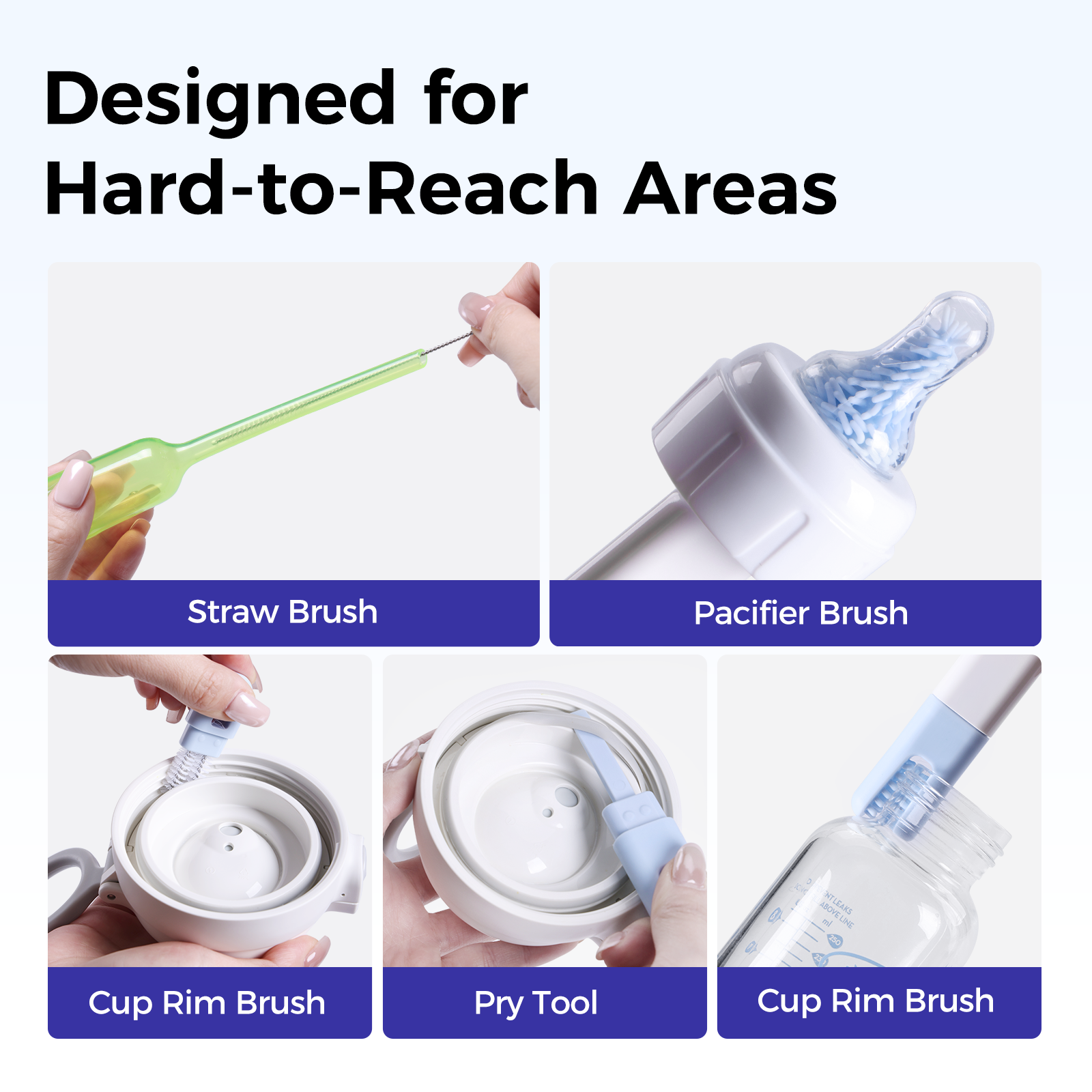 WONDBORN Bottle Brush Set, 9-in-1 Bottle Cleaner Kit