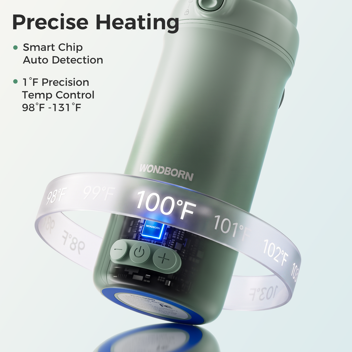 WONDBORN Portable Bottle Warmer Elite, 2.6X Faster, 1°F Control, Easy Clean